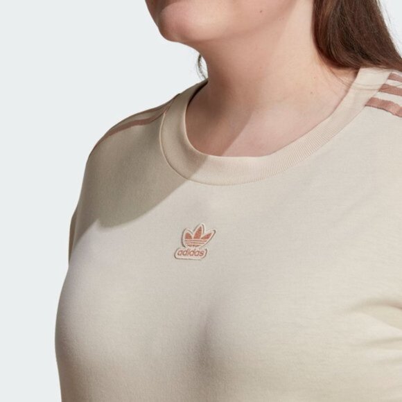 Adidas 100% Cotton Short Sleeve Crop Top Linen Color Women's Size US 3X - Picture 4 of 16